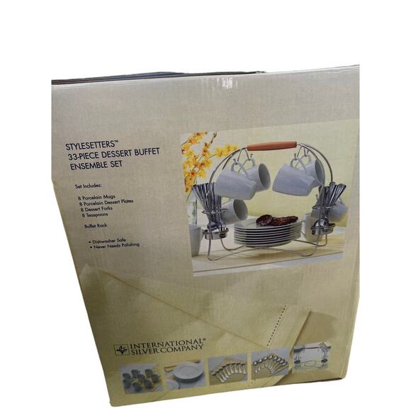 International Silver Co. 32 Piece Desert Buffet Ensemble Serve Ware Caddy Set - Picture 7 of 11